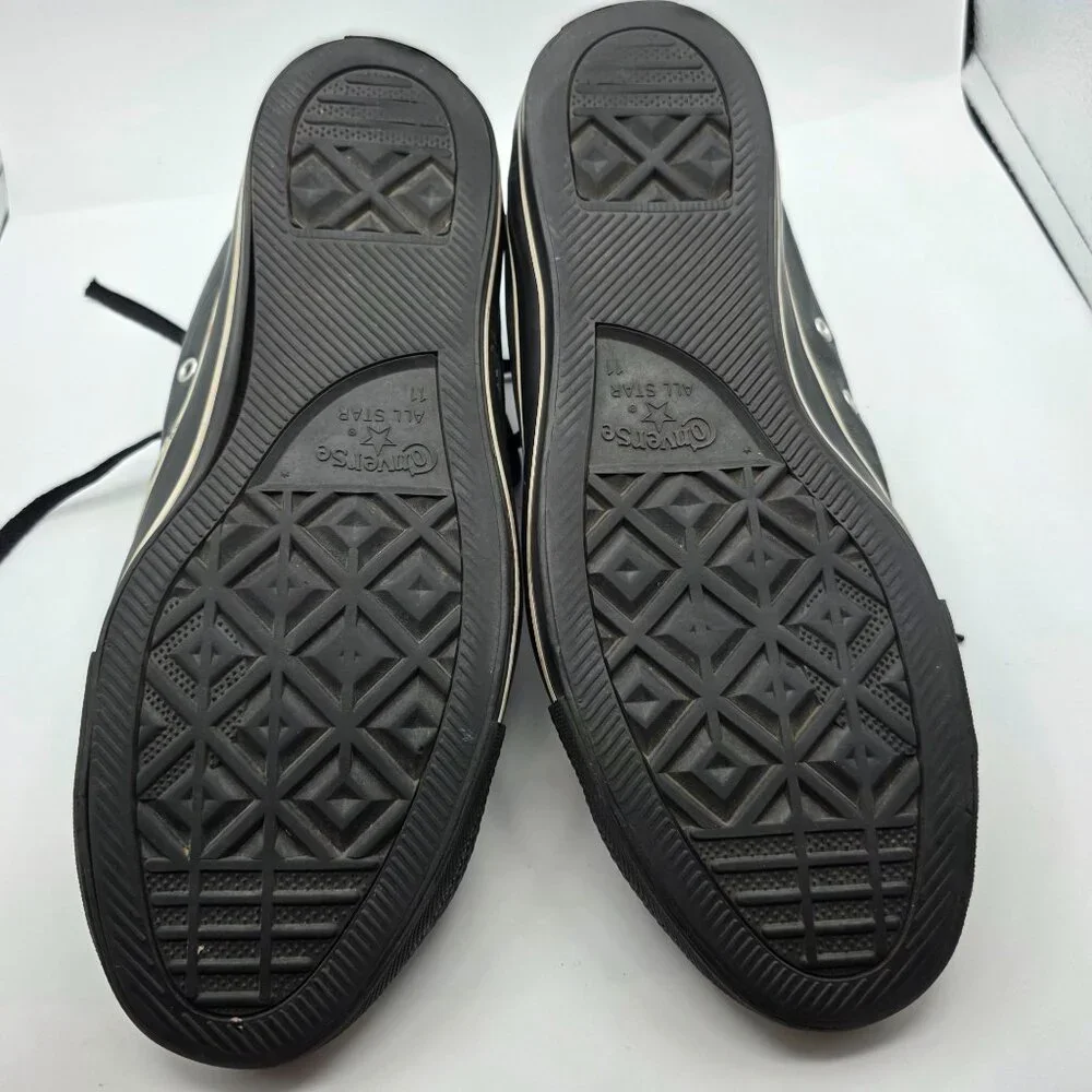 Converse All Star Leather Hi Top Mens Size 11 Black Casual Sneakers Athletic - Picture 9 of 15